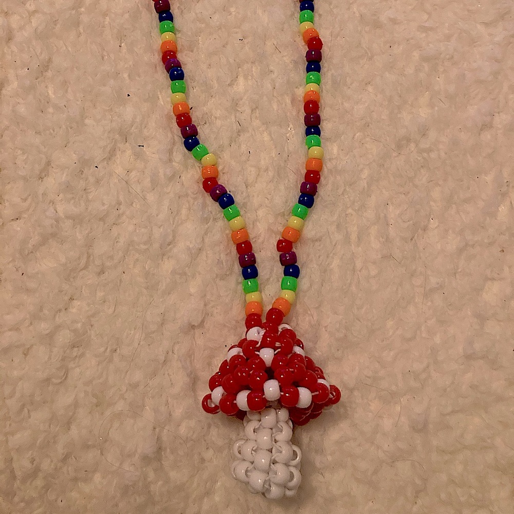 Kandi Bead Mushroom Necklace Handmade
